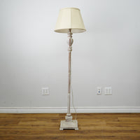 60" Distressed Floor Lamp with 9" Square Base & 16" Panel Shade