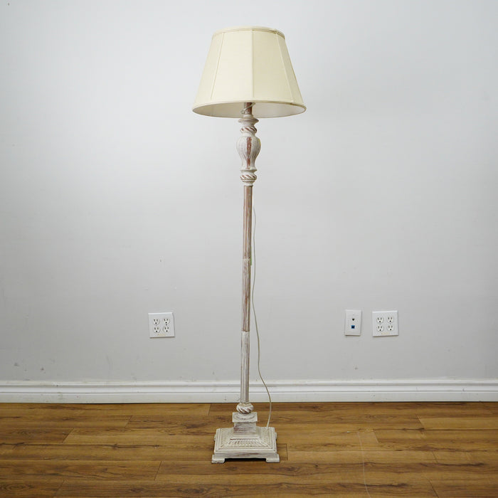 60" Distressed Floor Lamp with 9" Square Base & 16" Panel Shade