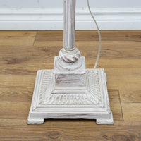 60" Distressed Floor Lamp with 9" Square Base & 16" Panel Shade