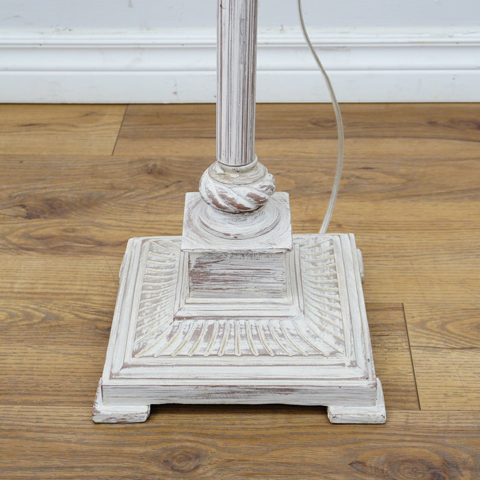 60" Distressed Floor Lamp with 9" Square Base & 16" Panel Shade