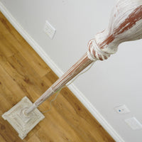 60" Distressed Floor Lamp with 9" Square Base & 16" Panel Shade