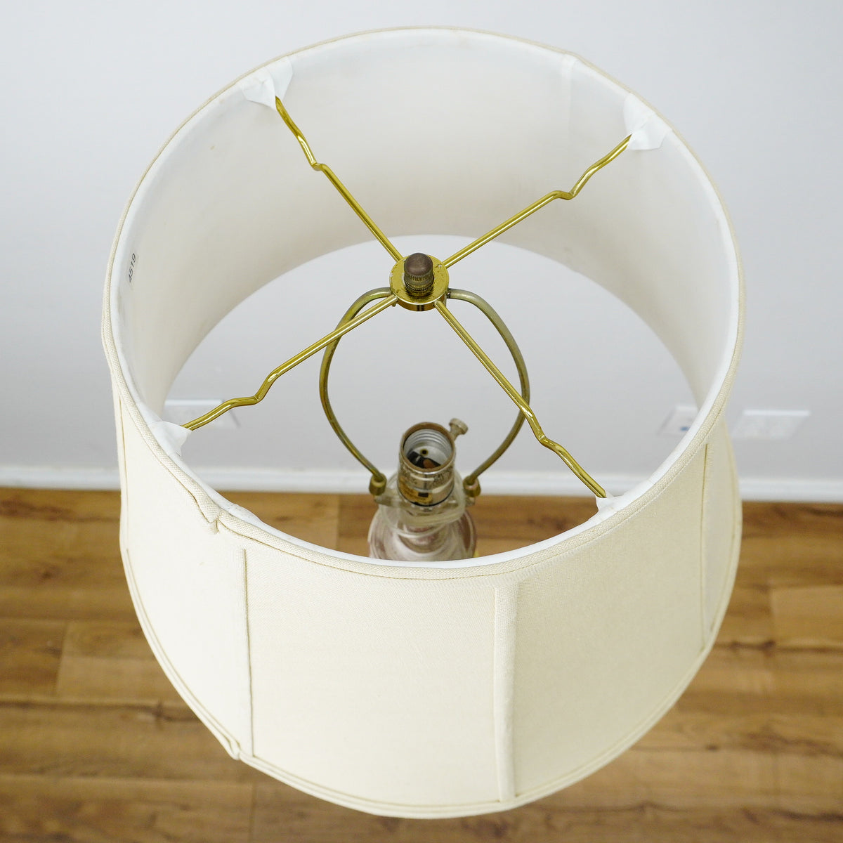 60" Distressed Floor Lamp with 9" Square Base & 16" Panel Shade