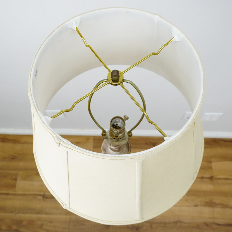 60" Distressed Floor Lamp with 9" Square Base & 16" Panel Shade