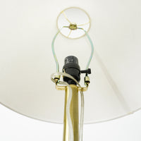 61" Brass Floor Lamp with 9" Round Base & 15" White Conical Shade