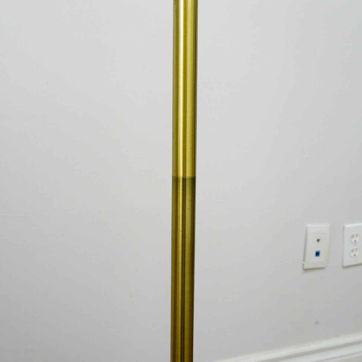 61" Brass Floor Lamp with 9" Round Base & 15" White Conical Shade