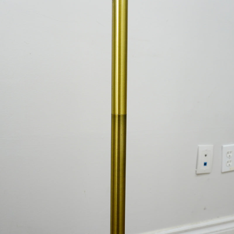 61" Brass Floor Lamp with 9" Round Base & 15" White Conical Shade