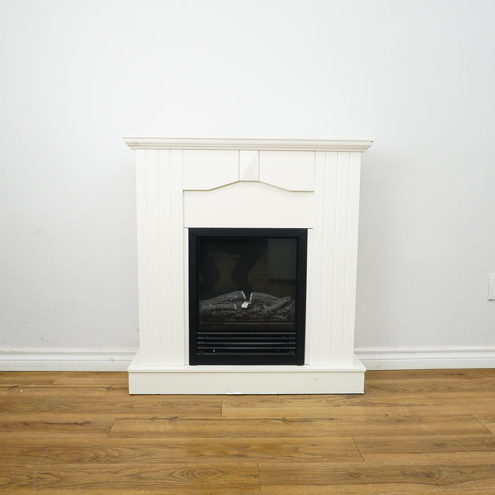 38×35×9-Inch Electric Fireplace – White Cabinet with Black Insert