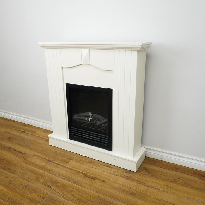 38×35×9-Inch Electric Fireplace – White Cabinet with Black Insert