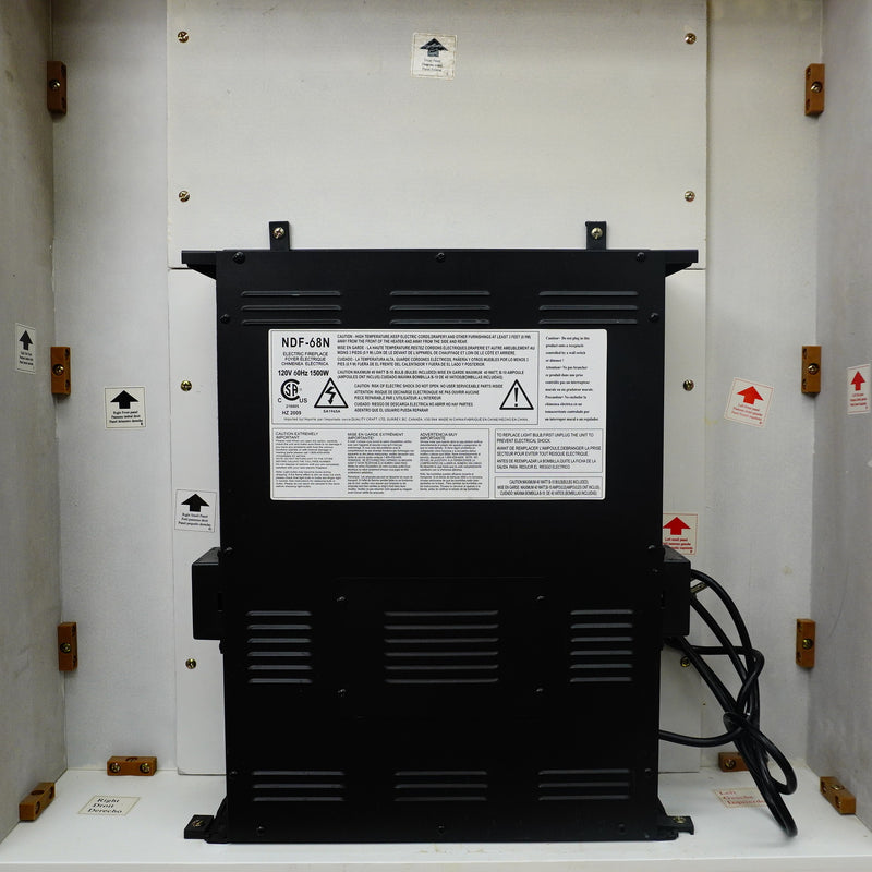 38×35×9-Inch Electric Fireplace – White Cabinet with Black Insert