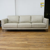 91×37×31–Inch 3-Seat Soft Grey Sofa – Italian Leather | Tapered Legs