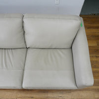 91×37×31–Inch 3-Seat Soft Grey Sofa – Italian Leather | Tapered Legs