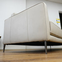 91×37×31–Inch 3-Seat Soft Grey Sofa – Italian Leather | Tapered Legs