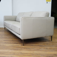 91×37×31–Inch 3-Seat Soft Grey Sofa – Italian Leather | Tapered Legs