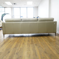 91×37×31–Inch 3-Seat Soft Grey Sofa – Italian Leather | Tapered Legs