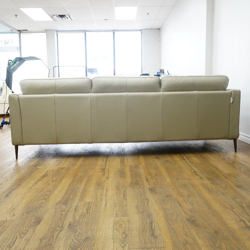 91×37×31–Inch 3-Seat Soft Grey Sofa – Italian Leather | Tapered Legs