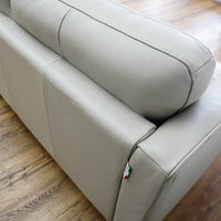 91×37×31–Inch 3-Seat Soft Grey Sofa – Italian Leather | Tapered Legs