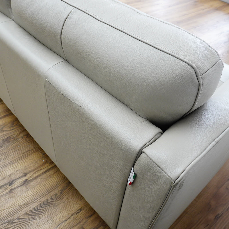 91×37×31–Inch 3-Seat Soft Grey Sofa – Italian Leather | Tapered Legs