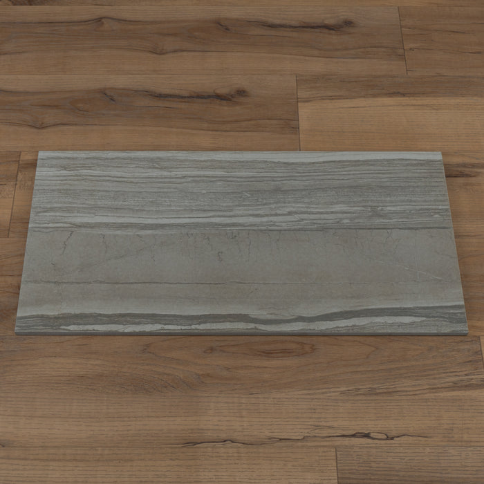 12" x 24" Grey Polished Porcelain Tiles - 5pcs (9.75 sq ft/box)