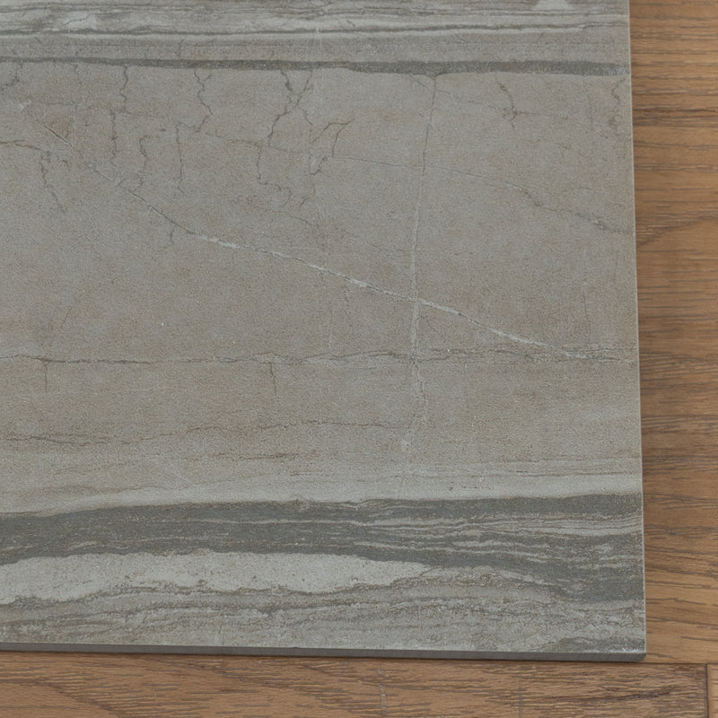 12" x 24" Grey Polished Porcelain Tiles - 5pcs (9.75 sq ft/box)