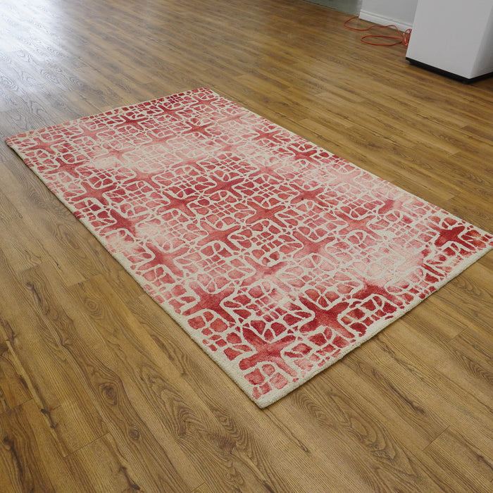 5x8-ft Wool Feizy Lorrain Pink/Ivory Area Rug