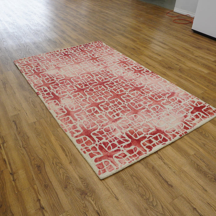 5x8-ft Wool Feizy Lorrain Pink/Ivory Area Rug