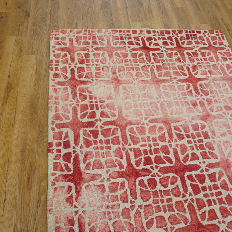 5x8-ft Wool Feizy Lorrain Pink/Ivory Area Rug