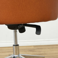 Faux Leather Chair with Wheels in Brownish Orange