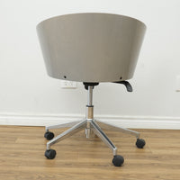Inessa Grey Faux Leather Swivel Chair with Wheels