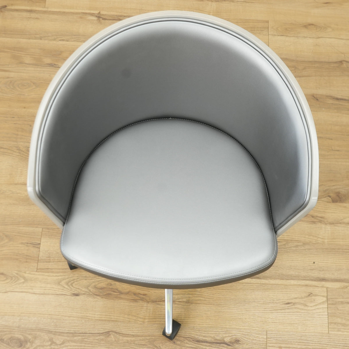 Inessa Grey Faux Leather Swivel Chair with Wheels