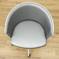 Inessa Grey Faux Leather Swivel Chair with Wheels