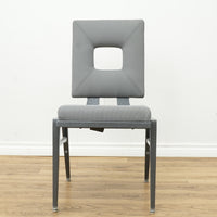 Grey Fabric Chair with Metal Frame & Hollow Backrest