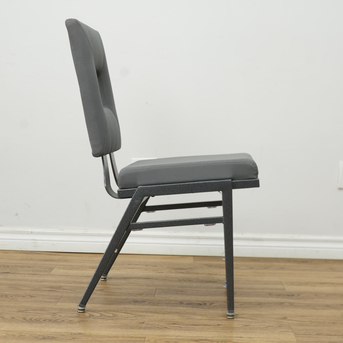 Grey Fabric Chair with Metal Frame & Hollow Backrest