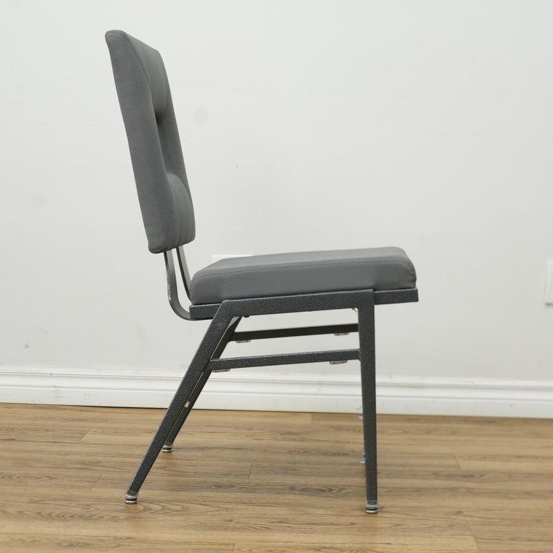 Grey Fabric Chair with Metal Frame & Hollow Backrest