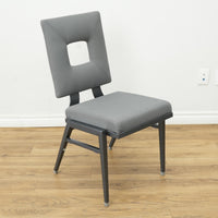 Grey Fabric Chair with Metal Frame & Hollow Backrest
