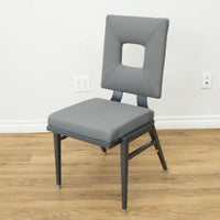 Grey Fabric Chair with Metal Frame & Hollow Backrest