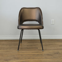 19.5-Inch W Brown Faux Leather Chair with Metal Base