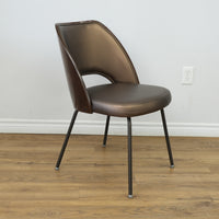 19.5-Inch W Brown Faux Leather Chair with Metal Base