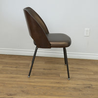 19.5-Inch W Brown Faux Leather Chair with Metal Base