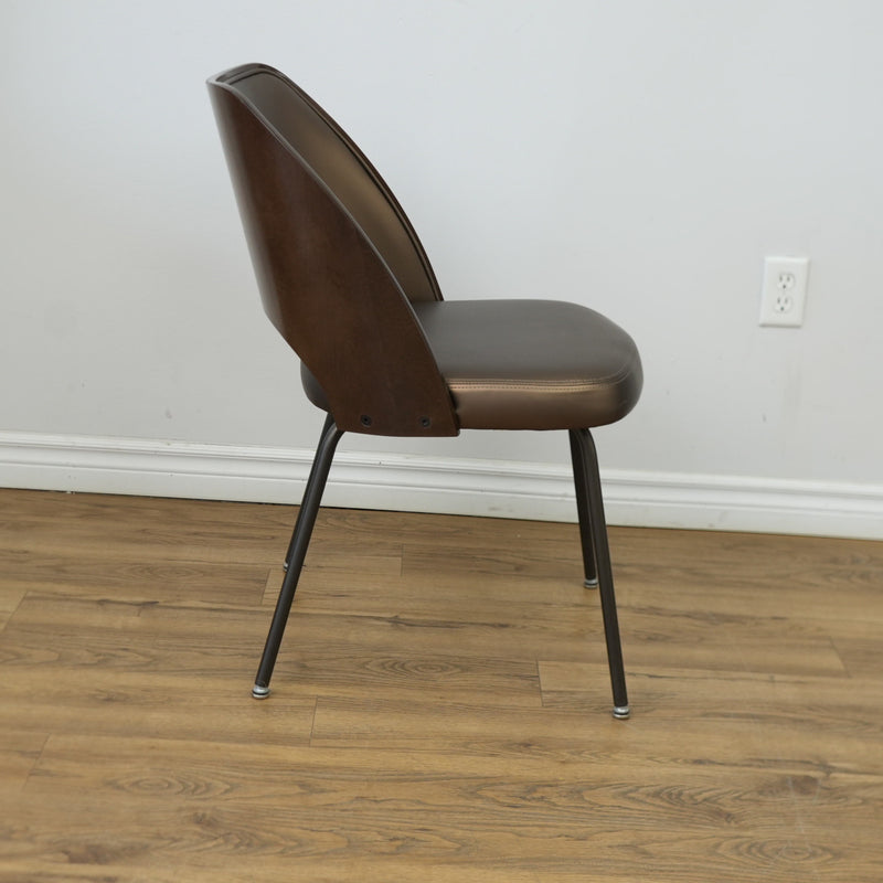 19.5-Inch W Brown Faux Leather Chair with Metal Base