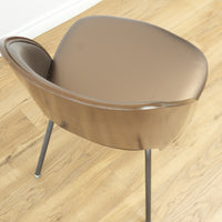 19.5-Inch W Brown Faux Leather Chair with Metal Base