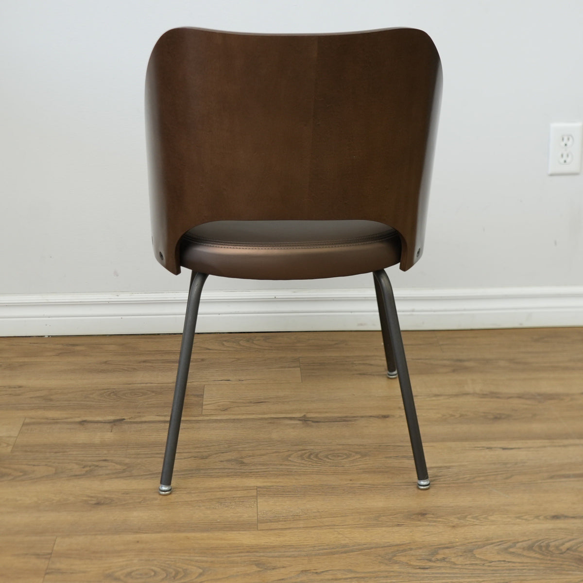 19.5-Inch W Brown Faux Leather Chair with Metal Base
