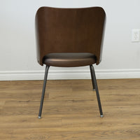 19.5-Inch W Brown Faux Leather Chair with Metal Base