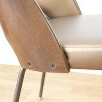 19.5-Inch W Brown Faux Leather Chair with Metal Base
