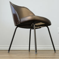 19.5-Inch W Brown Faux Leather Chair with Metal Base