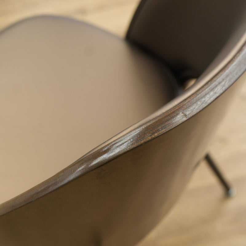 19.5-Inch W Brown Faux Leather Chair with Metal Base