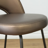 19.5-Inch W Brown Faux Leather Chair with Metal Base