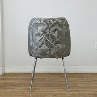 20-Inch W Black Faux Leather with Striped Fabric Accent Chair