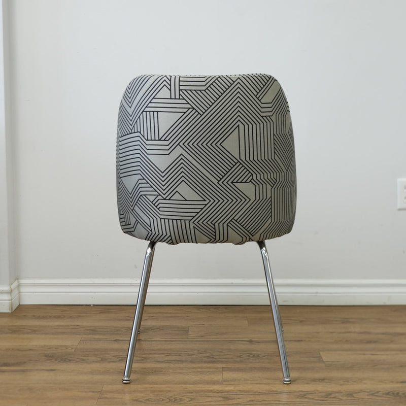 20-Inch W Black Faux Leather with Striped Fabric Accent Chair