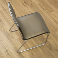 16 Inch W Shiny Brown Faux Leather Side Chair with Metal Base