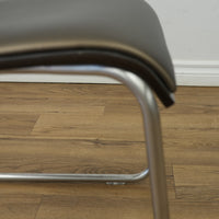 16 Inch W Shiny Brown Faux Leather Side Chair with Metal Base